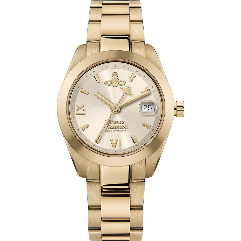 Vivienne Westwood Fenchurch 28mm Gold Dial Gold Tone Steel Bracelet Watch