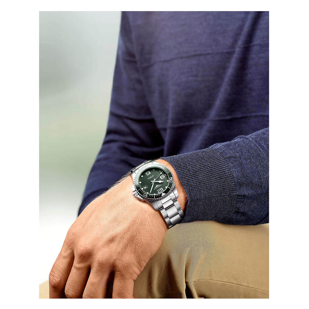 Longines HydroConquest Sports 41mm Khaki Steel Watch image number 5