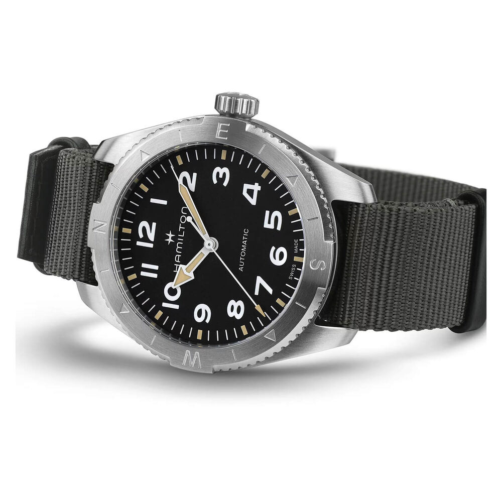 Hamilton Khaki Field Expedition Auto 41mm Black Dial Grey NATO Strap Watch image number 2