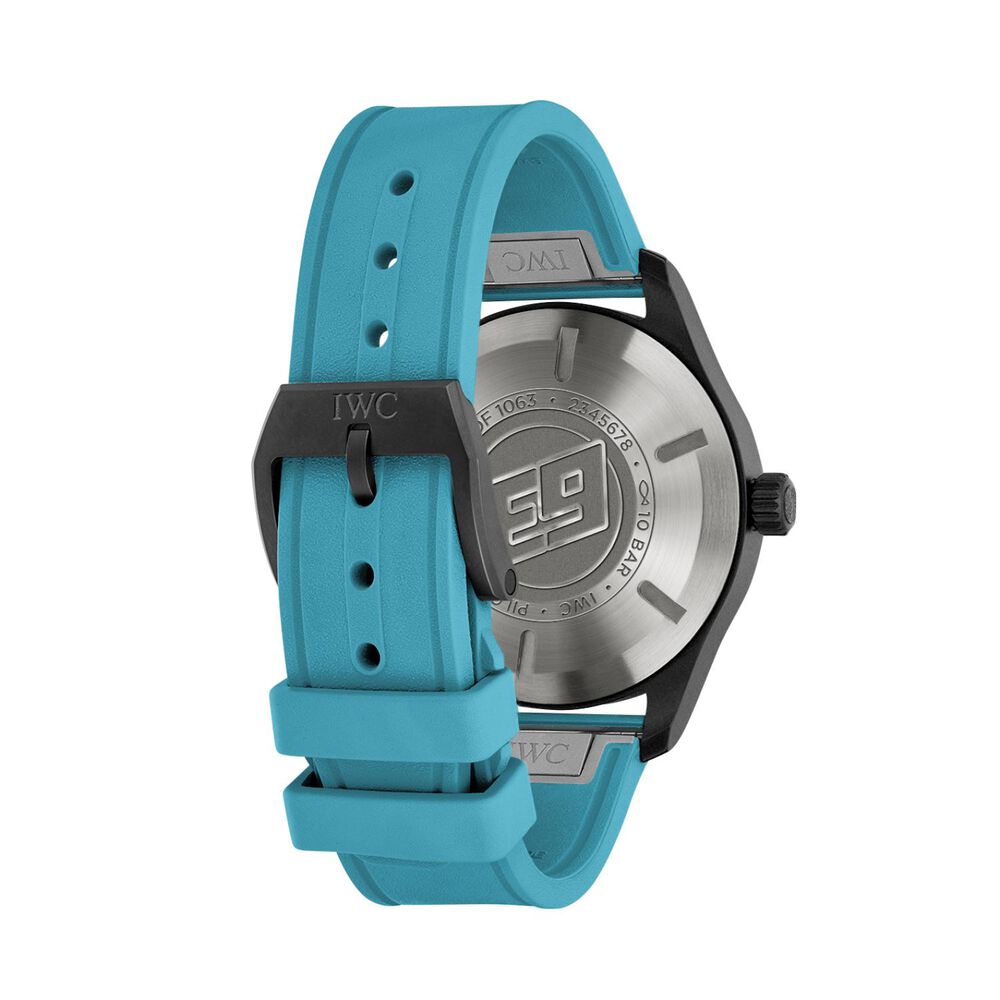 IWC Schaffhausen Pilot&rsquo;s Automatic 41 George Russel Black Dial Blue Rubber Strap Watch image number 2
