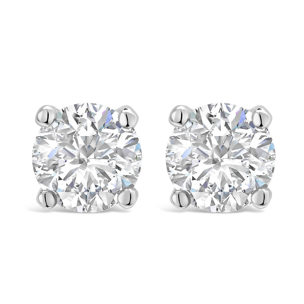18ct White Gold Princess Cut 0.40ct Diamond Solitaire Earrings image number 0