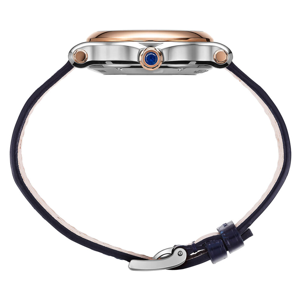 Chopard Happy Sport 33mm Five Floating Diamonds Silver Dial Blue Strap Watch image number 3