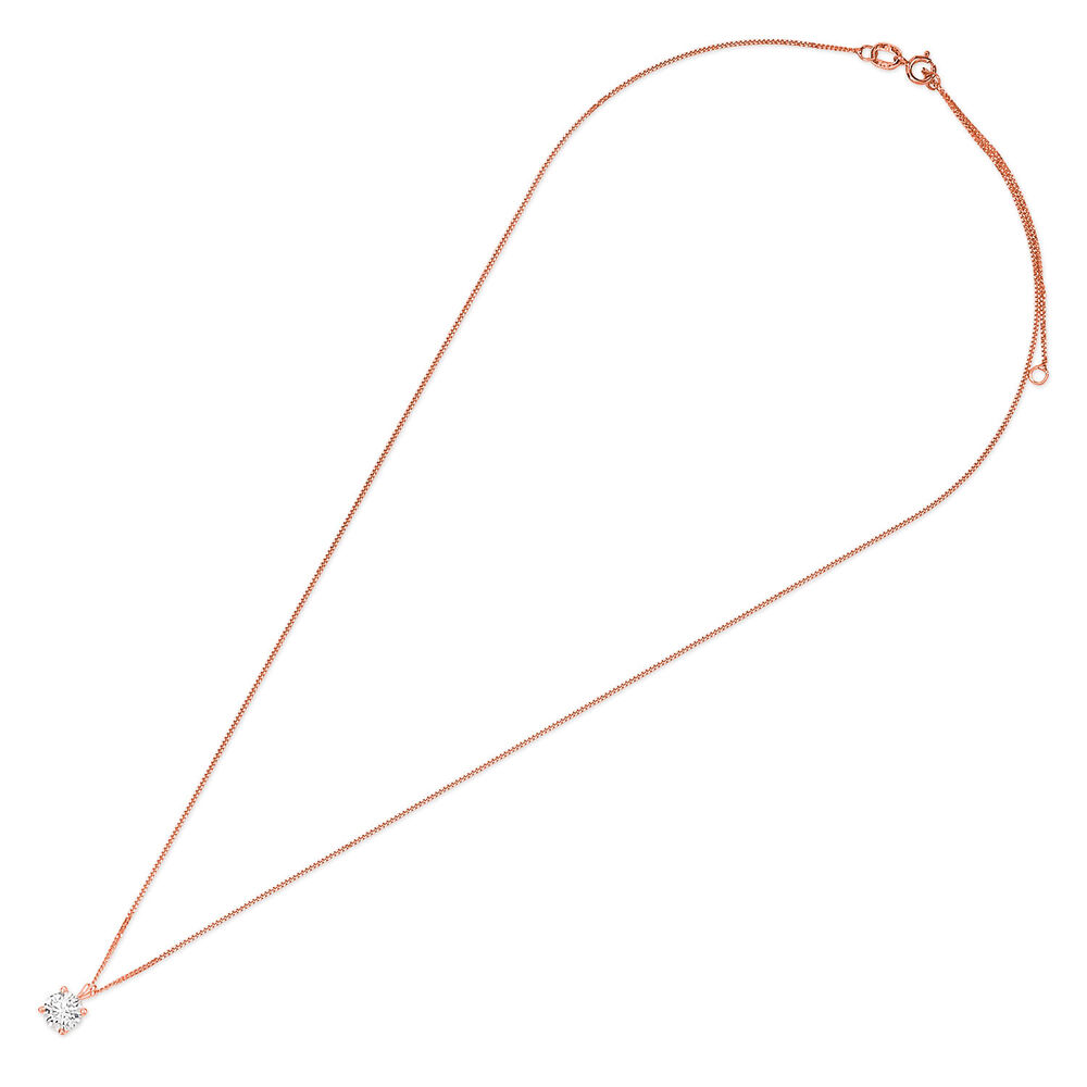 9ct Rose Gold 5mm Four Claw Cubic Zirconia Set Pendant (Chain Included) image number 3