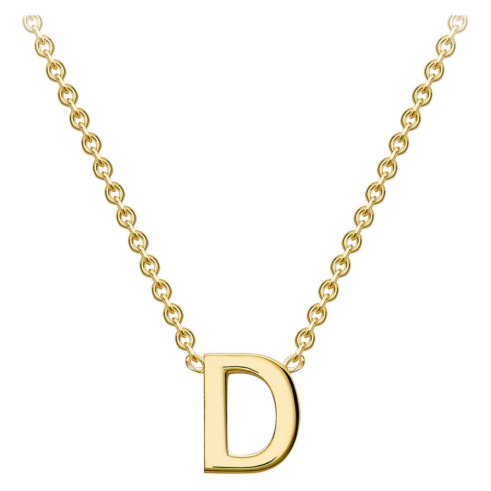 9 Carat Yellow Gold Petite Initial D Necklet (Special Order) image number 1