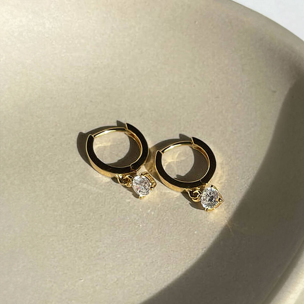 CARAT* London Tilda Yellow Gold Vermeil Cubic Zirconia Hoop Earrings image number 3