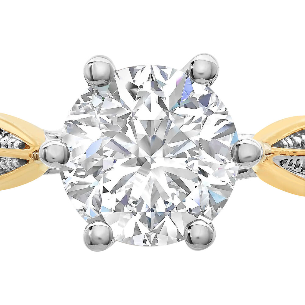 9ct Yellow Gold Cubic Zirconia Solitaire & Pavé Cubic Zirconia Dress Ring image number 4
