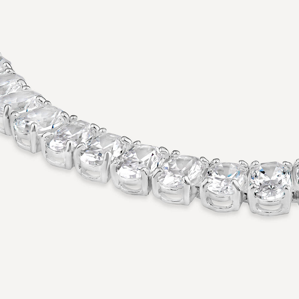 Sterling Silver Oval Cubic Zirconia Tennis Bracelet image number 3