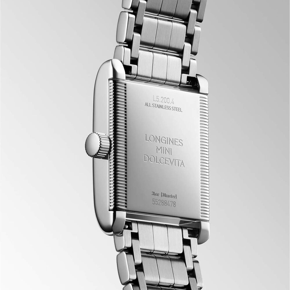 Longines MiniDolcevita 2023 29 X 21.50mm Silver "flinqué" Blue Hands Dial Steel Bracelet Watch image number 5
