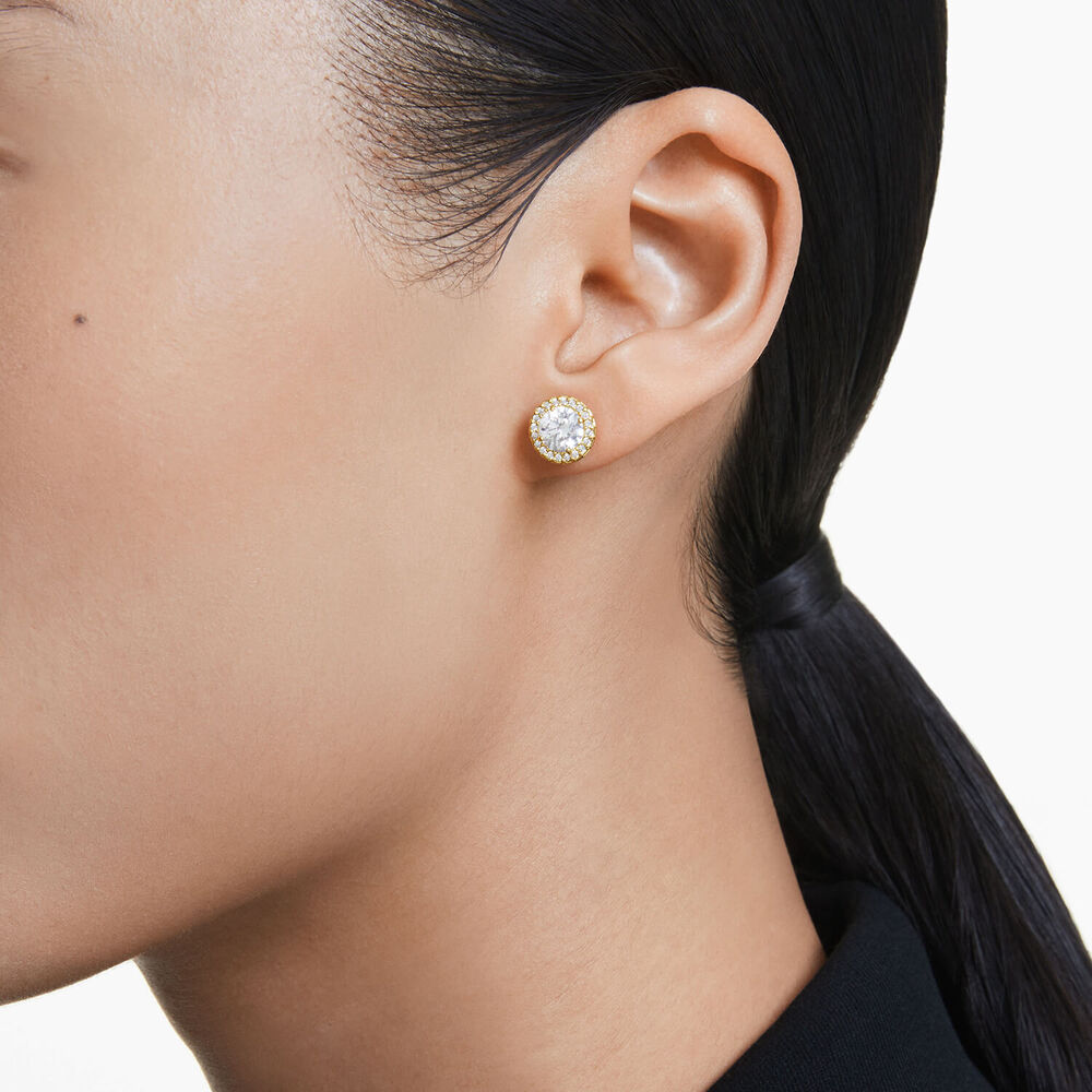 Swarovski Una Angelic Round Cubic Zirconia 18ct Yellow Gold Finished Stud Earrings