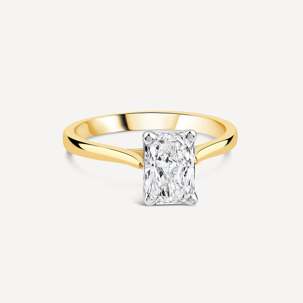 Born 18ct Yellow Gold Lab Grown 1.50ct Diamond Radiant Cut Solitaire Ring image number 2