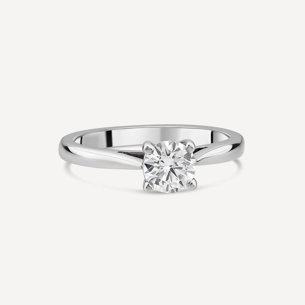 Platinum 0.63ct Round Diamond Four Claw Solitaire Ring image number 2