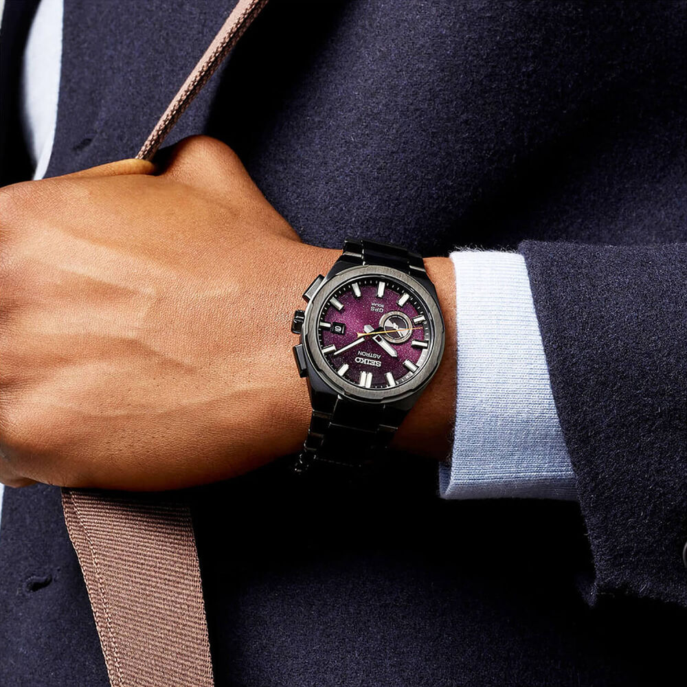 Seiko Astron GPS Solar 3X 'Yozakura' Cherry Blossom By Night 42mm Dial Titanium Bracelet Watch image number 4