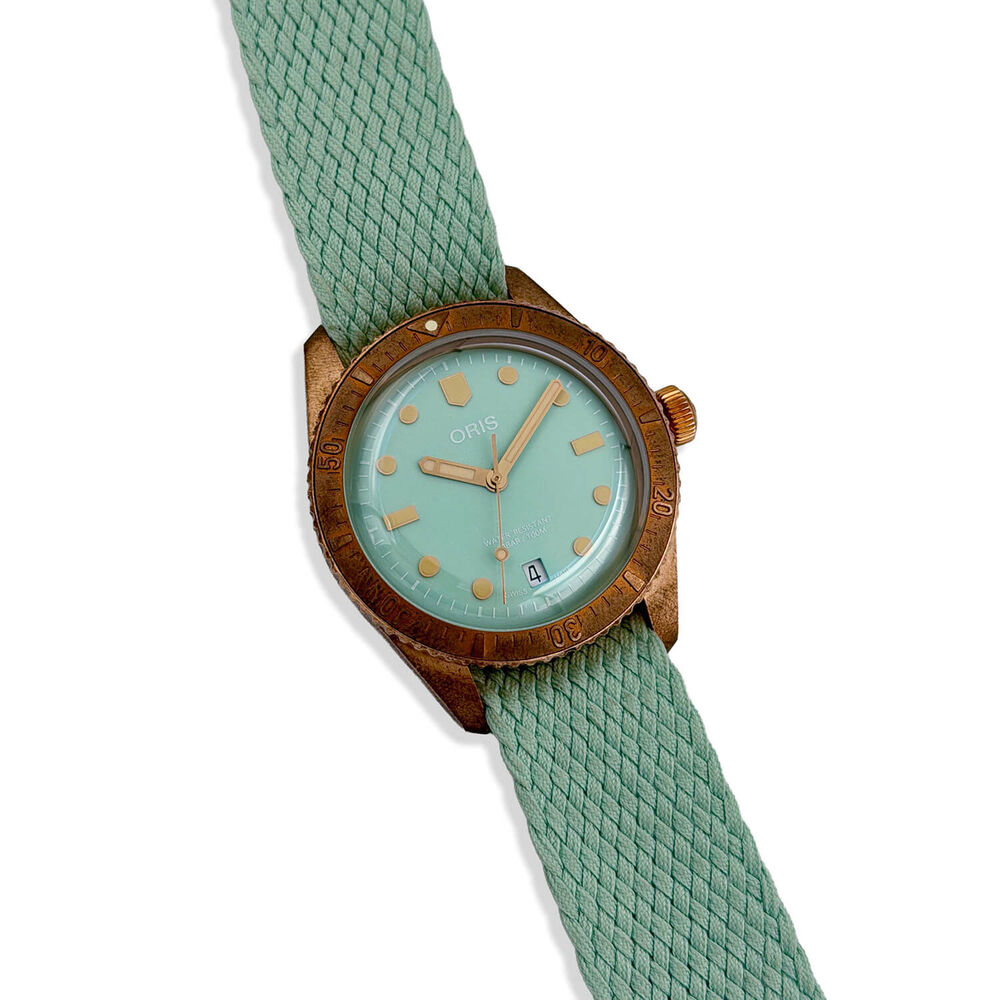 Pre-Owned Oris Divers Sixty-Five 38mm Green Dial Perlon Strap Watch