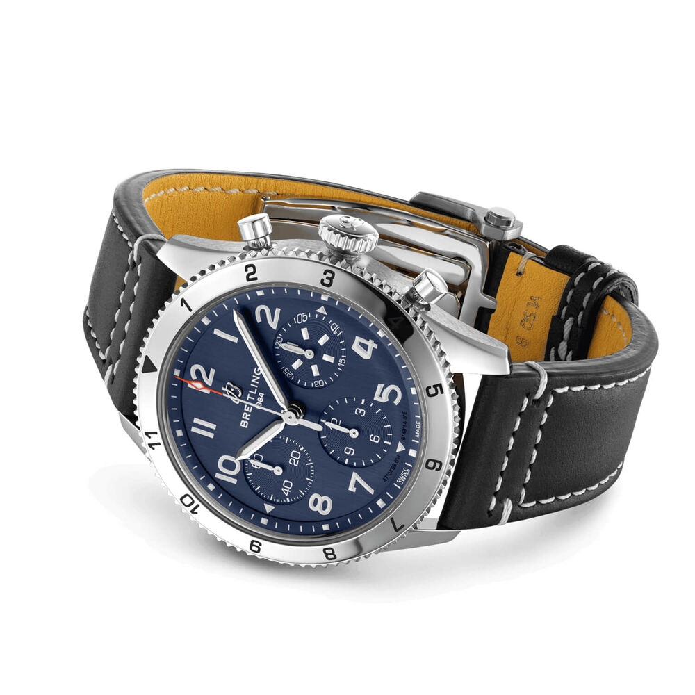 Breitling Classic AVI "Vought F4U Corsair" 42mm Blue Chronograph Dial Black Strap Watch image number 2