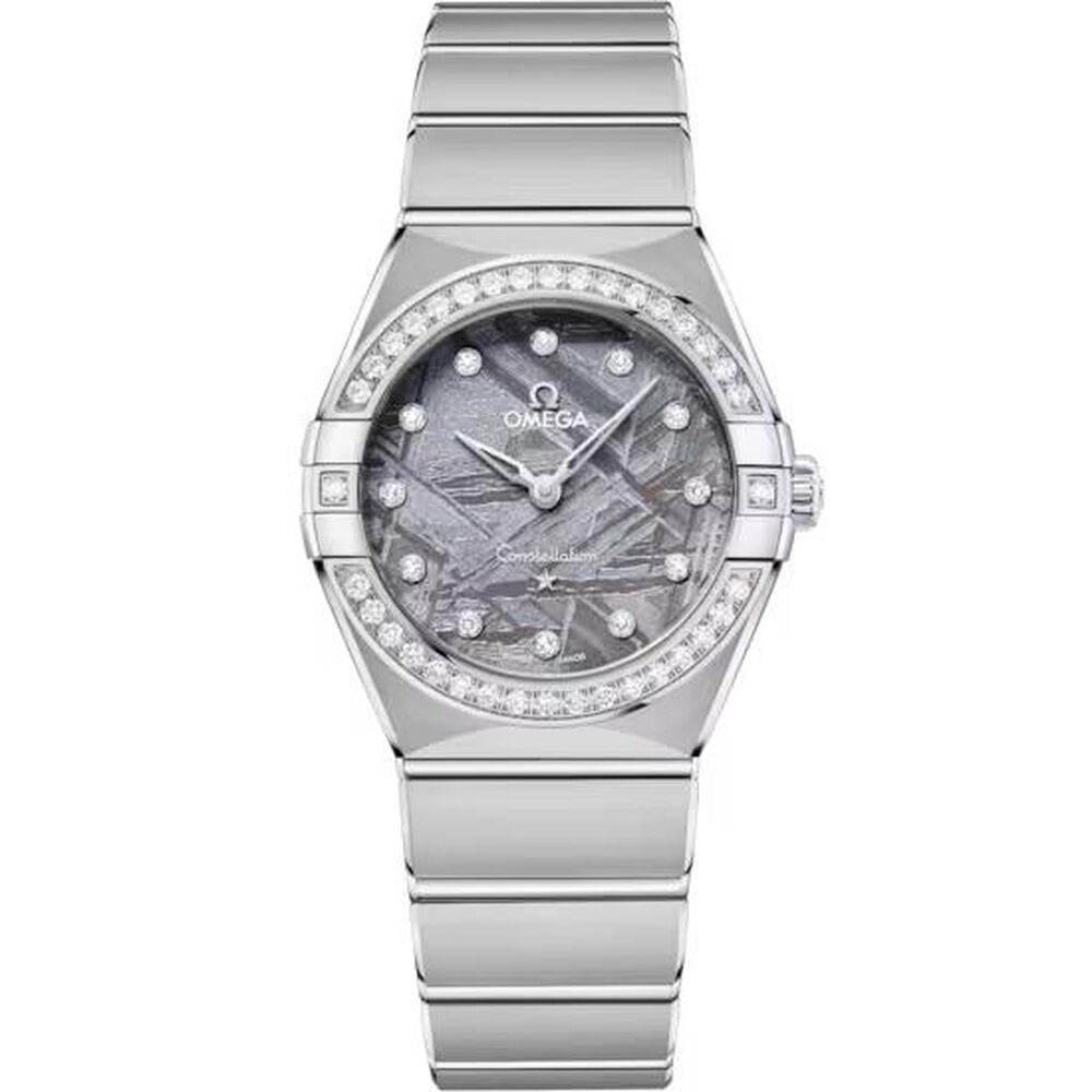 OMEGA Constellation Meteorite 25mm Lavender Dial Diamond Dots Steel Bracelet Watch image number 0