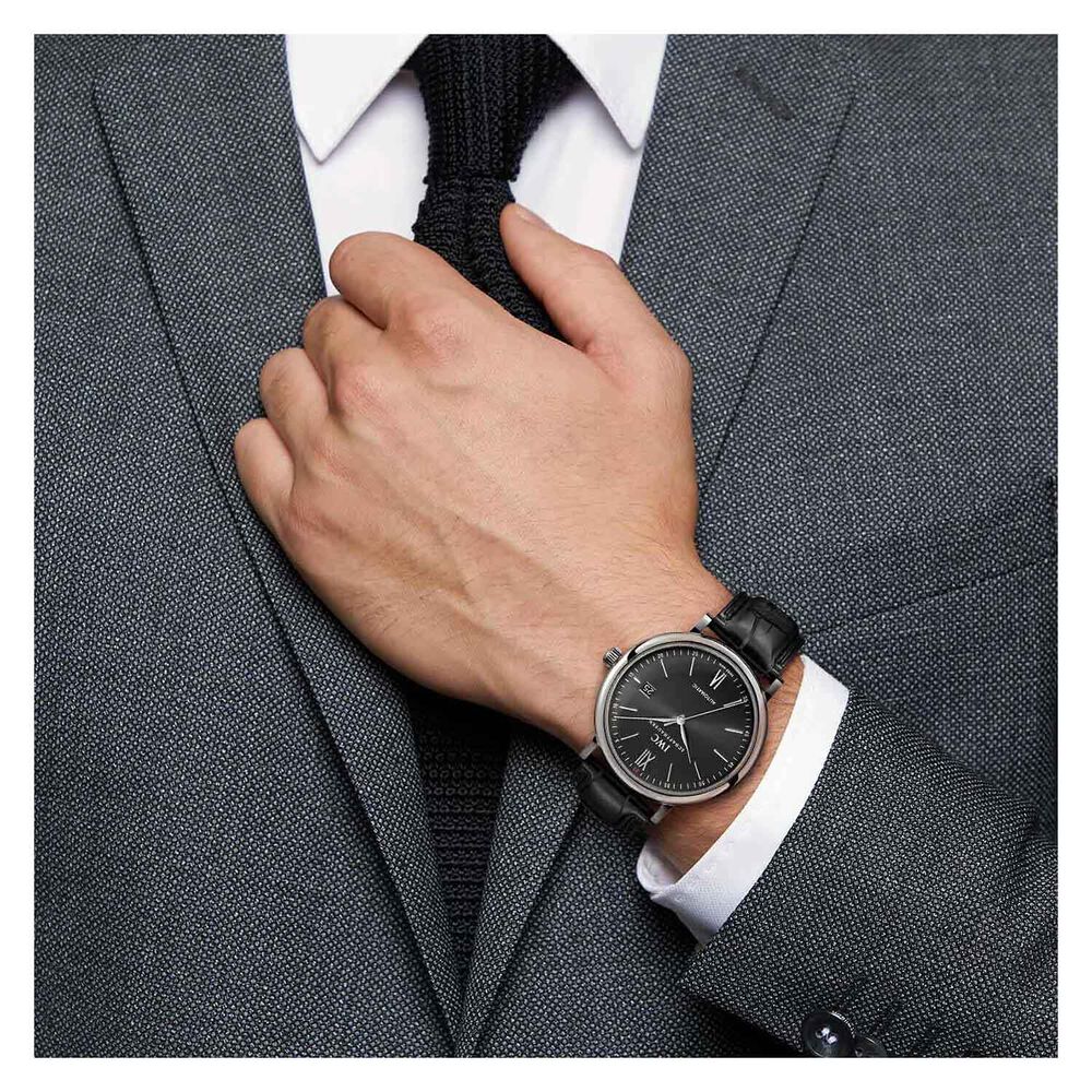 IWC Schaffhausen Portofino Automatic Black Dial Strap Watch image number 6