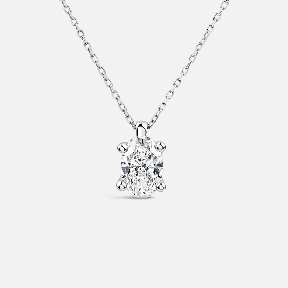 Born 9ct White Gold 1.00ct Lab Grown Oval Diamond Pendant