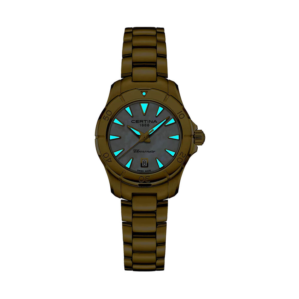 Certina DS Action Lady 29mm Mother of Pearl Dial Gold Tone Steel Bracelet Watch