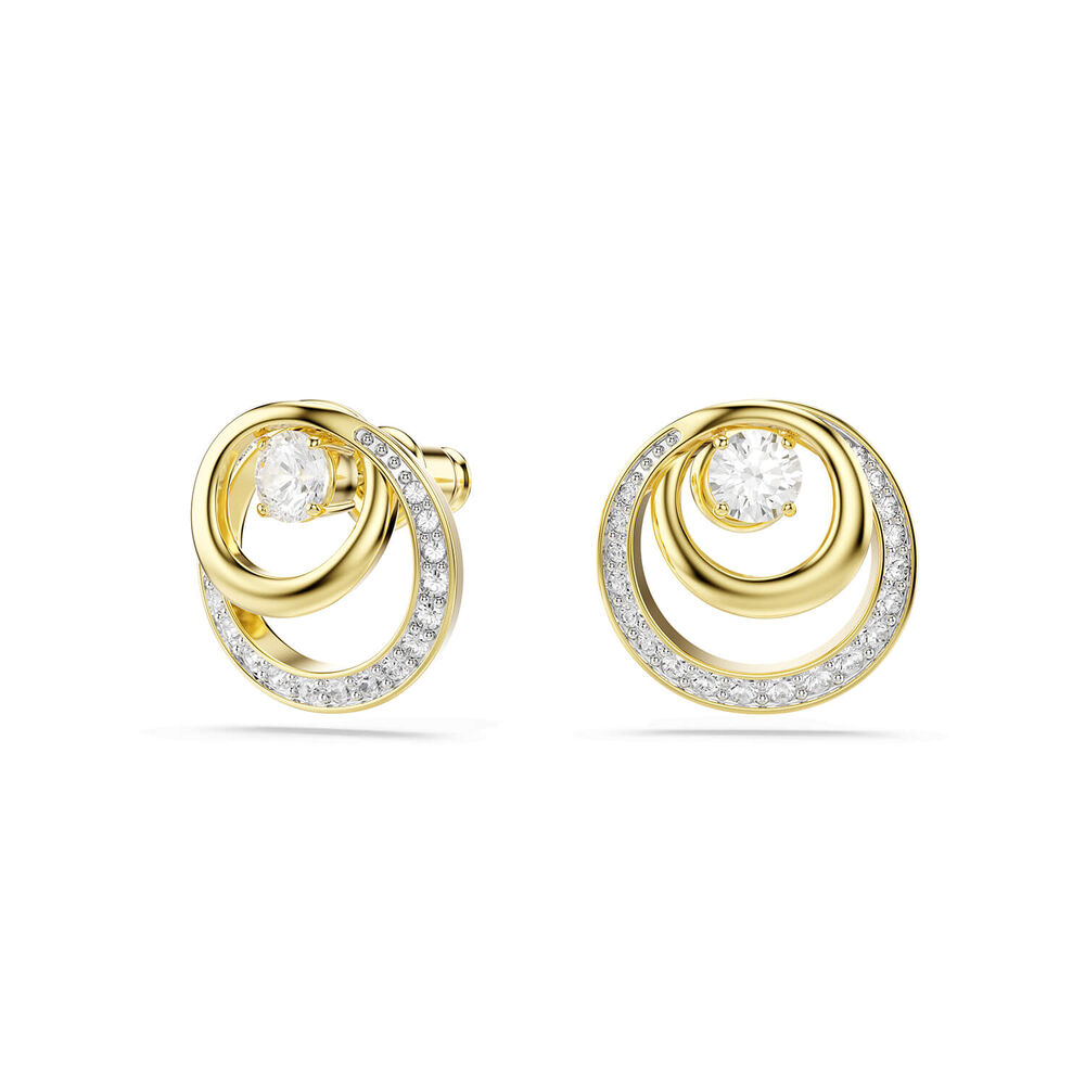 Swarovski Hyperbola Crystals & Cubic Zirconia 18ct Yellow Gold Finished Stud Earrings