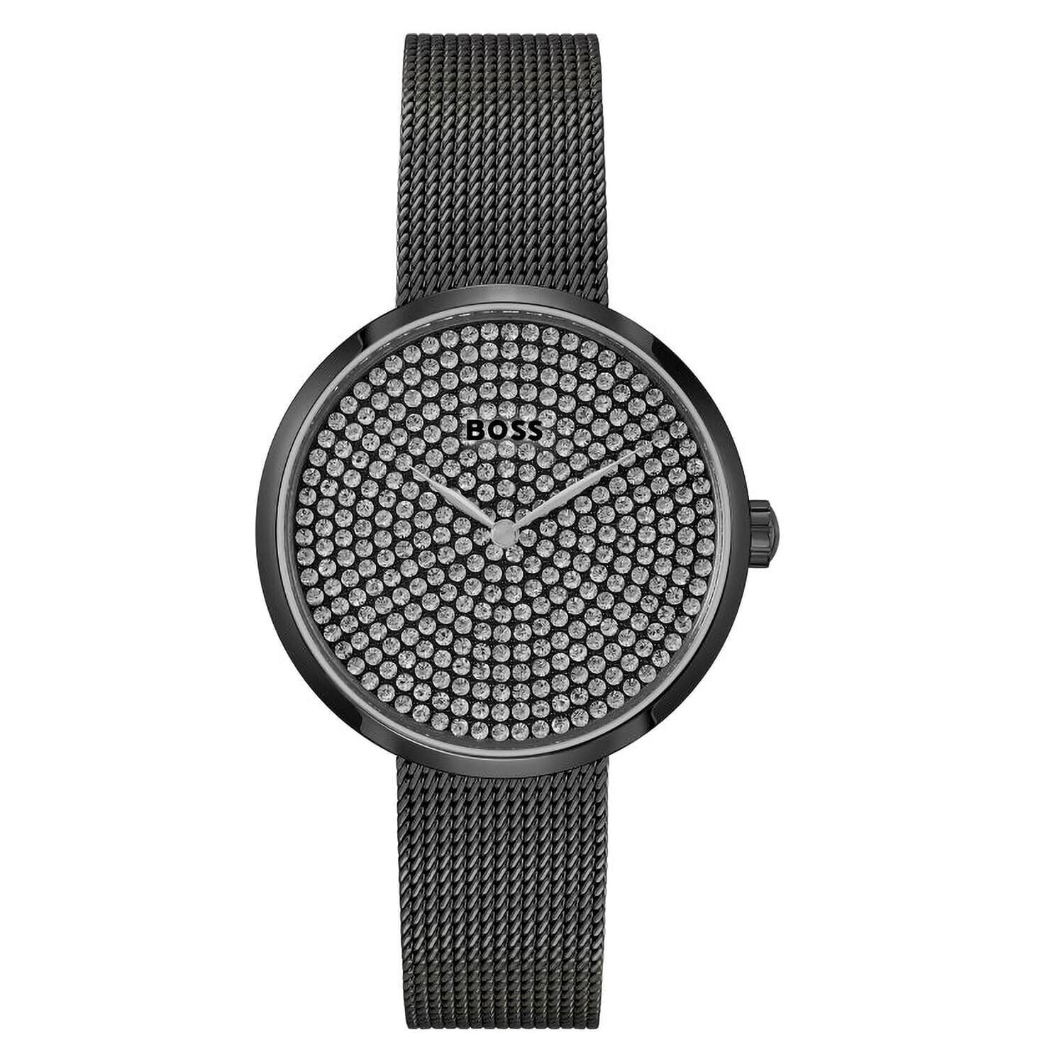 BOSS Praise 36mm Cubic Zirconia Dial Black Mesh Bracelet