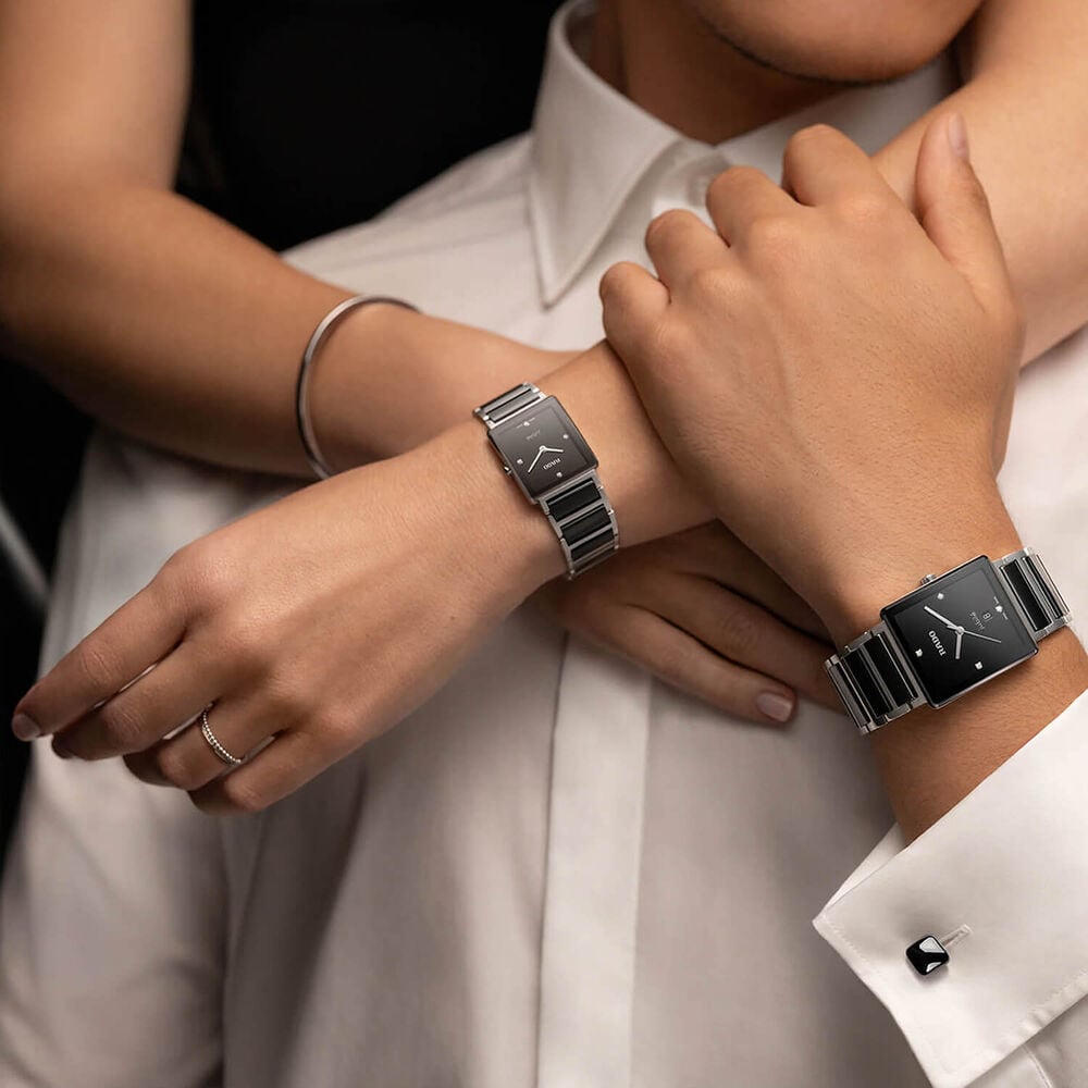 Rado Integral Diamonds 23mm Black Dial Diamond Dots Steel & Ceramic Bracelet Watch image number 6