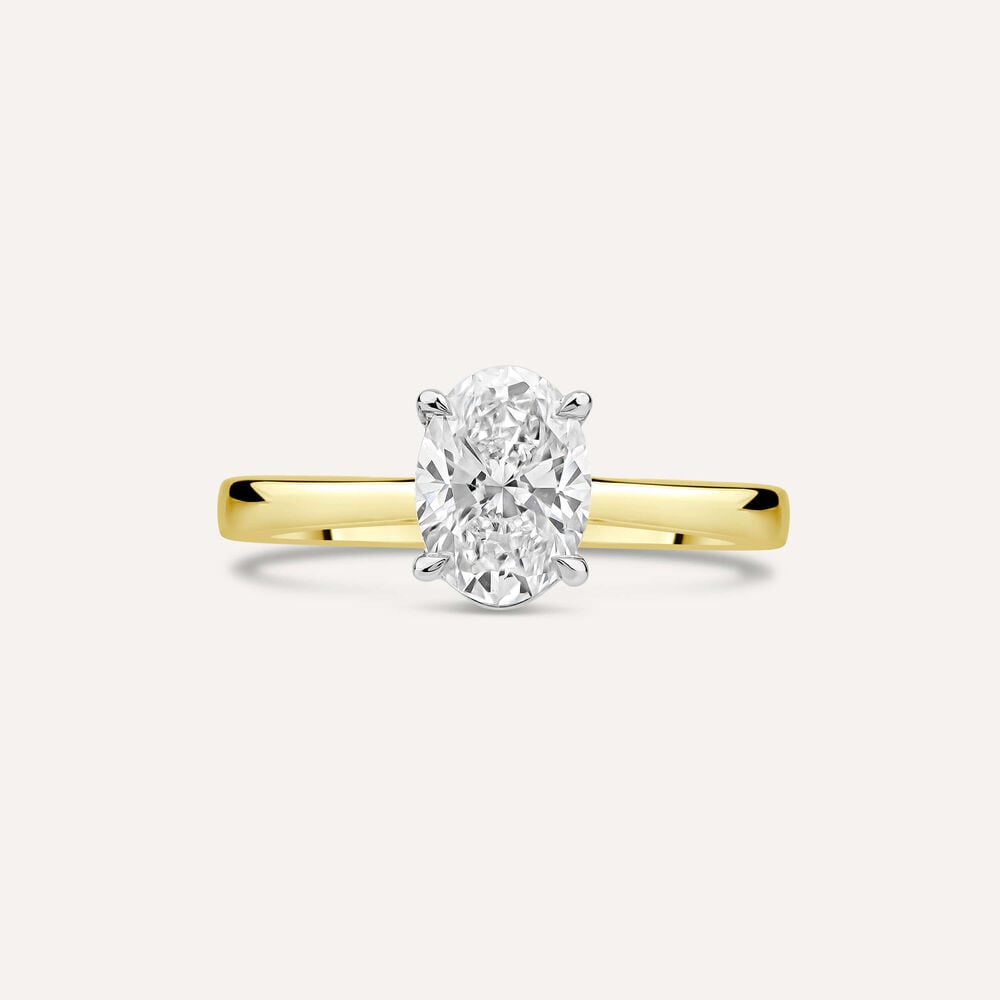 18ct Yellow Gold Lab Grown 1ct Oval Diamond Engagement Ring image number 1