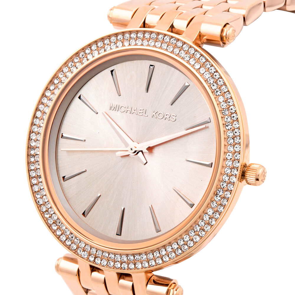 Michael Kors Darci ladies' stone-set rose gold-plated bracelet watch