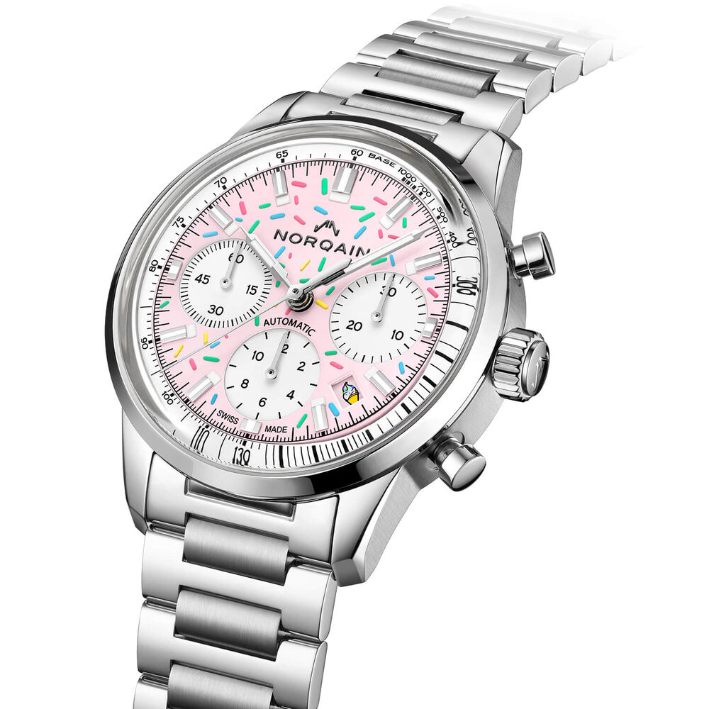 NORQAIN Freedom Chrono Enjoy Life 'Sprinkles' Special Edition 40mm Pink Dial Bracelet Watch