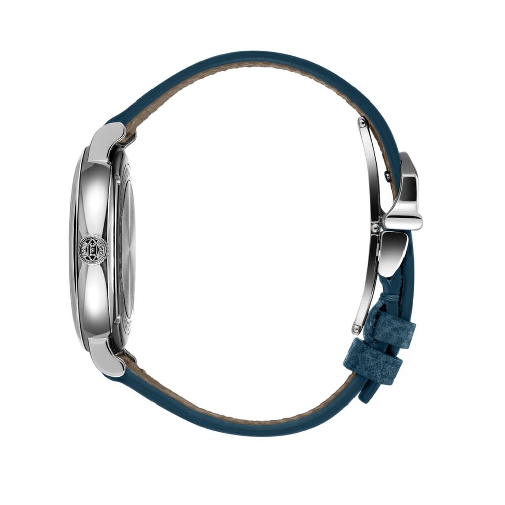 IWC Schaffhausen Portofino 34mm Silver Dial Diamond Dots Blue Leather Strap Watch image number 4