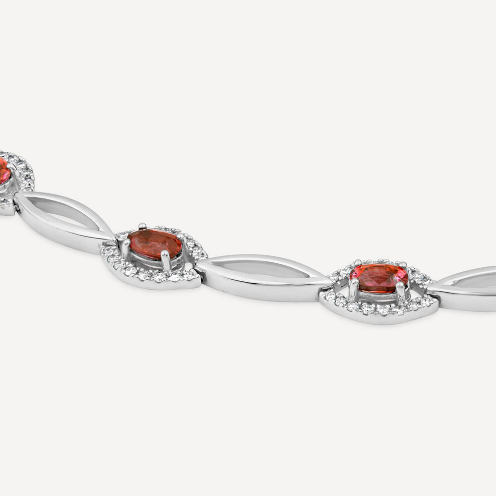 9ct White Gold Ruby & 0.71ct Oval Diamond Bracelet image number 2