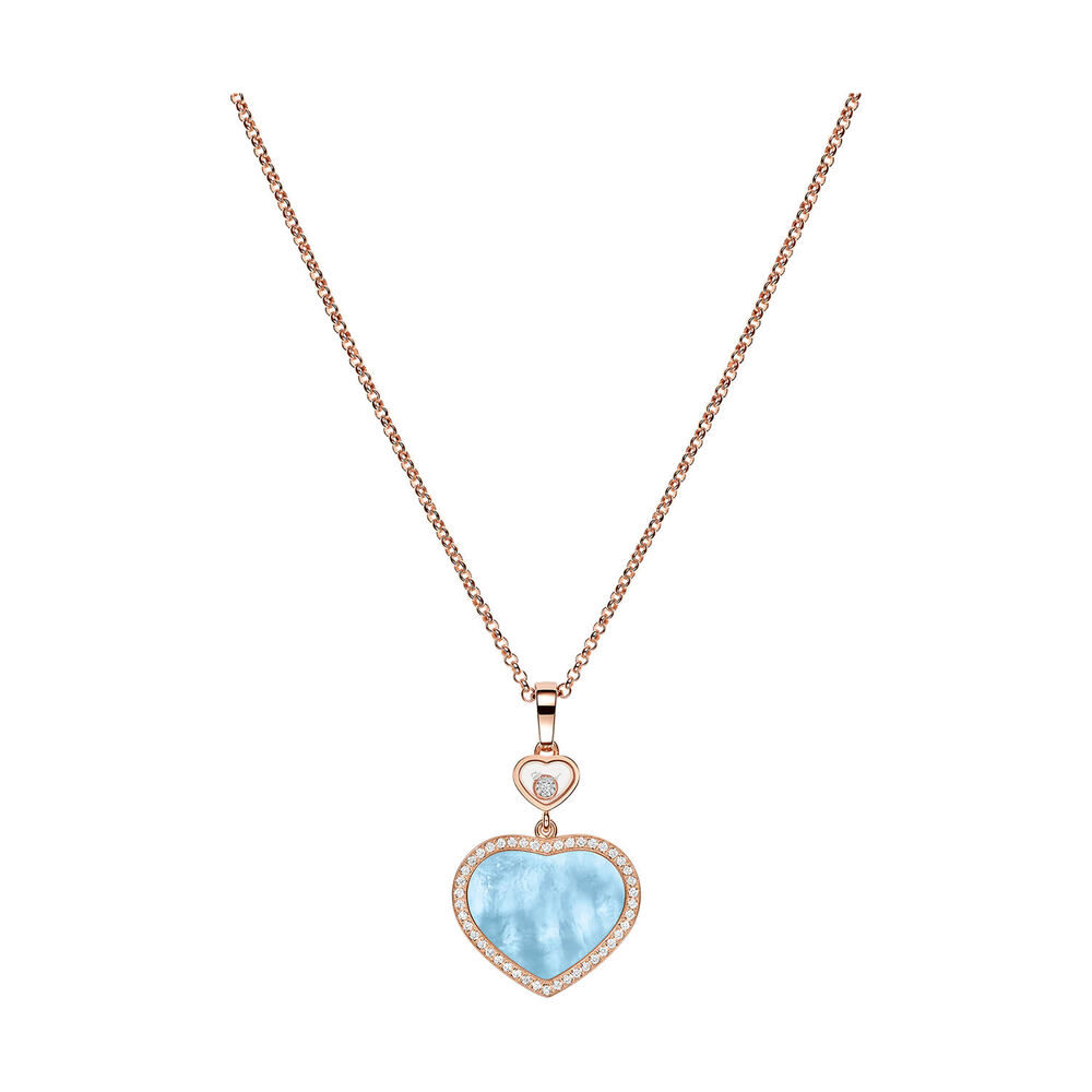 Chopard Happy Hearts Turqoise Mother of Pearl Heart 0.24ct Diamond 18ct Rose Gold Pendant