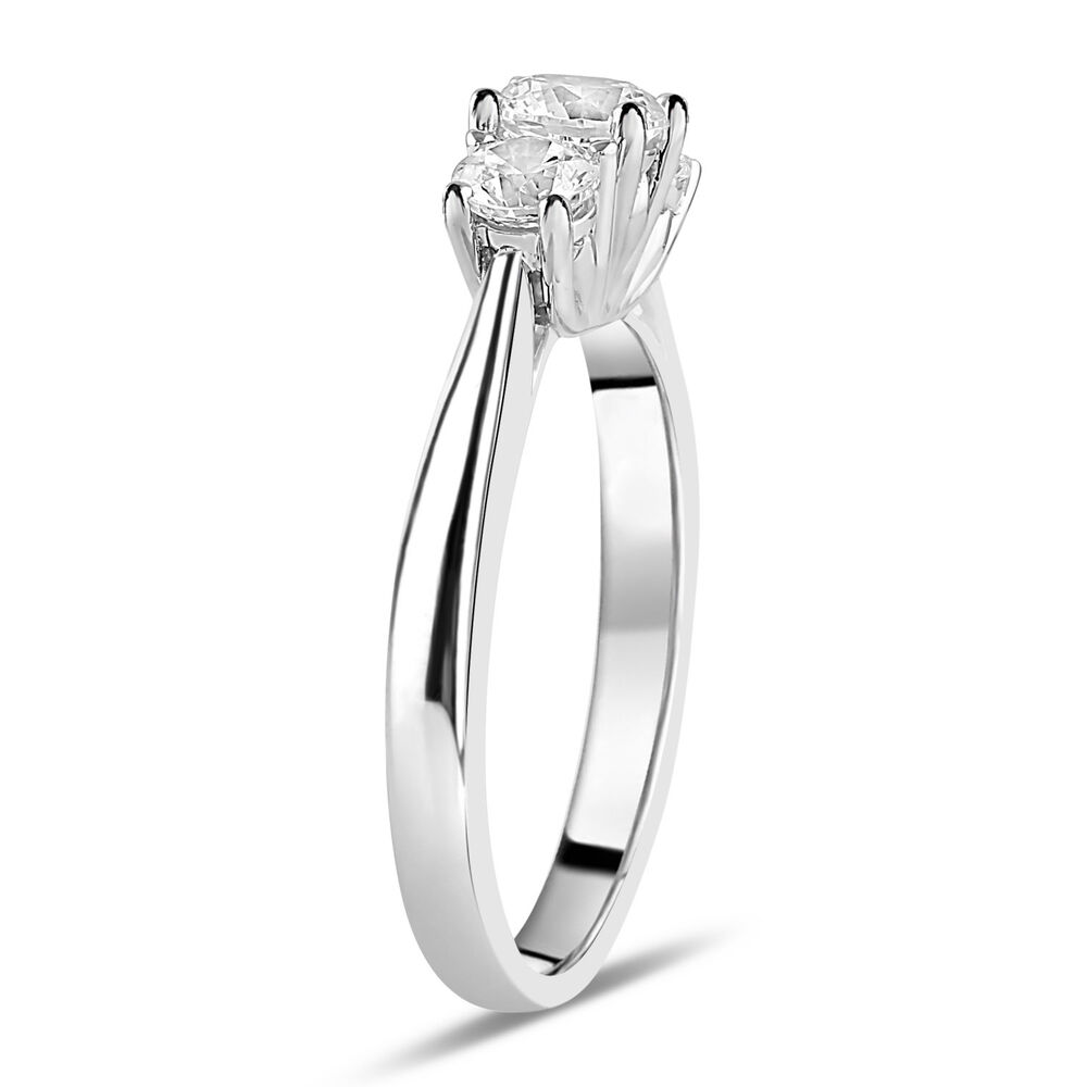 18ct White Gold 0.75ct Diamond Trilogy Tulip Setting Ring image number 3