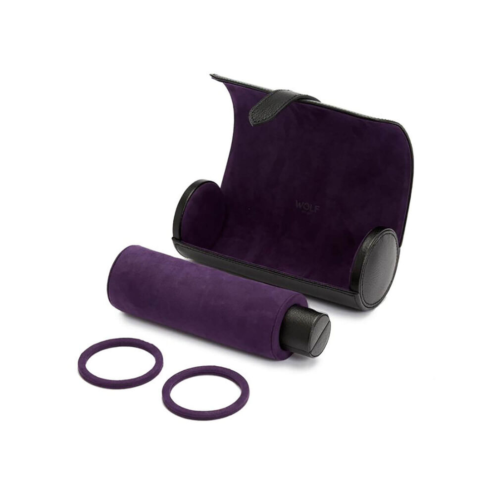 WOLF Blake Black & Purple Triple Watch Roll With Capsule