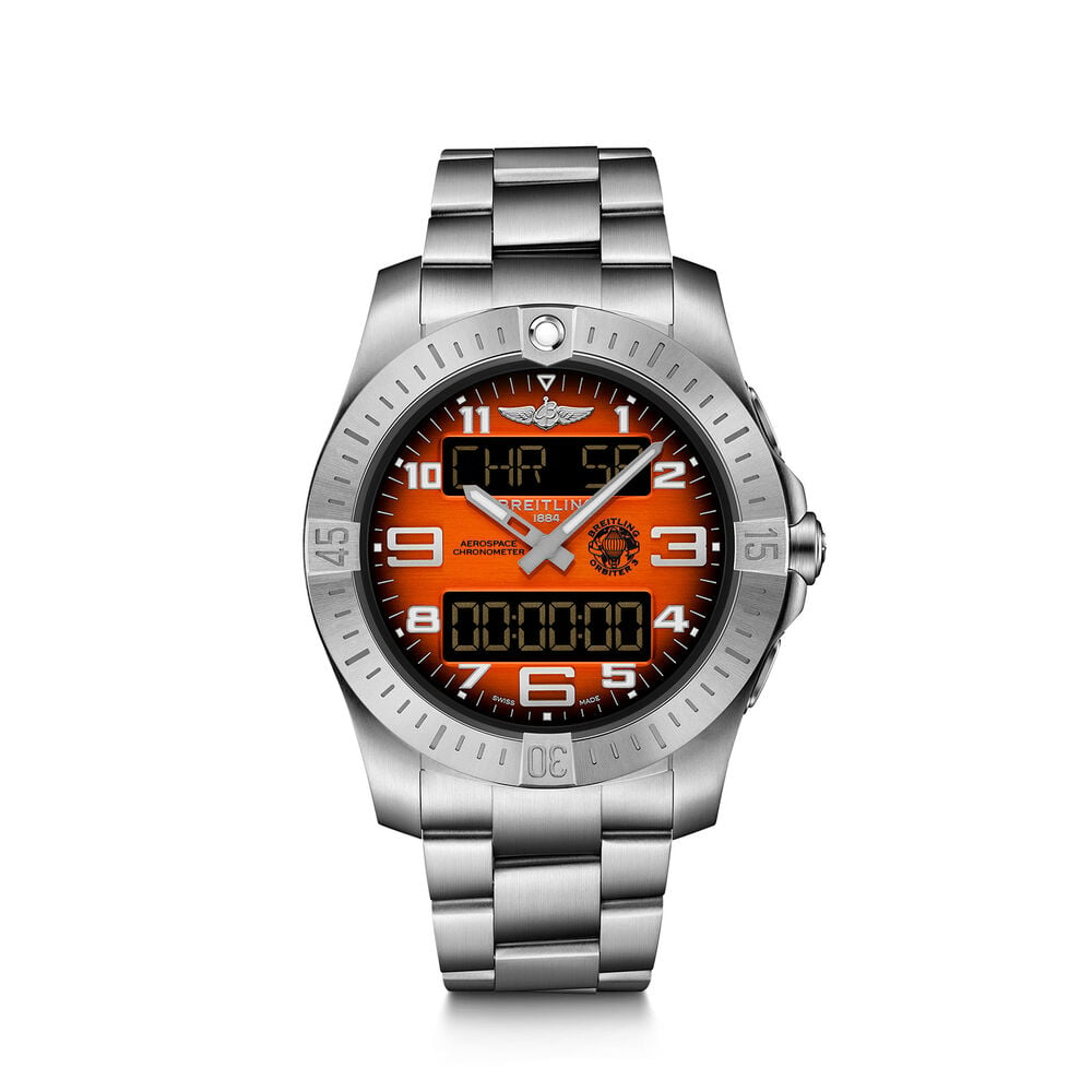 Breitling Aerospace B70 Orbiter 43mm Orange Dial Titanium Bracelet Watch image number 0