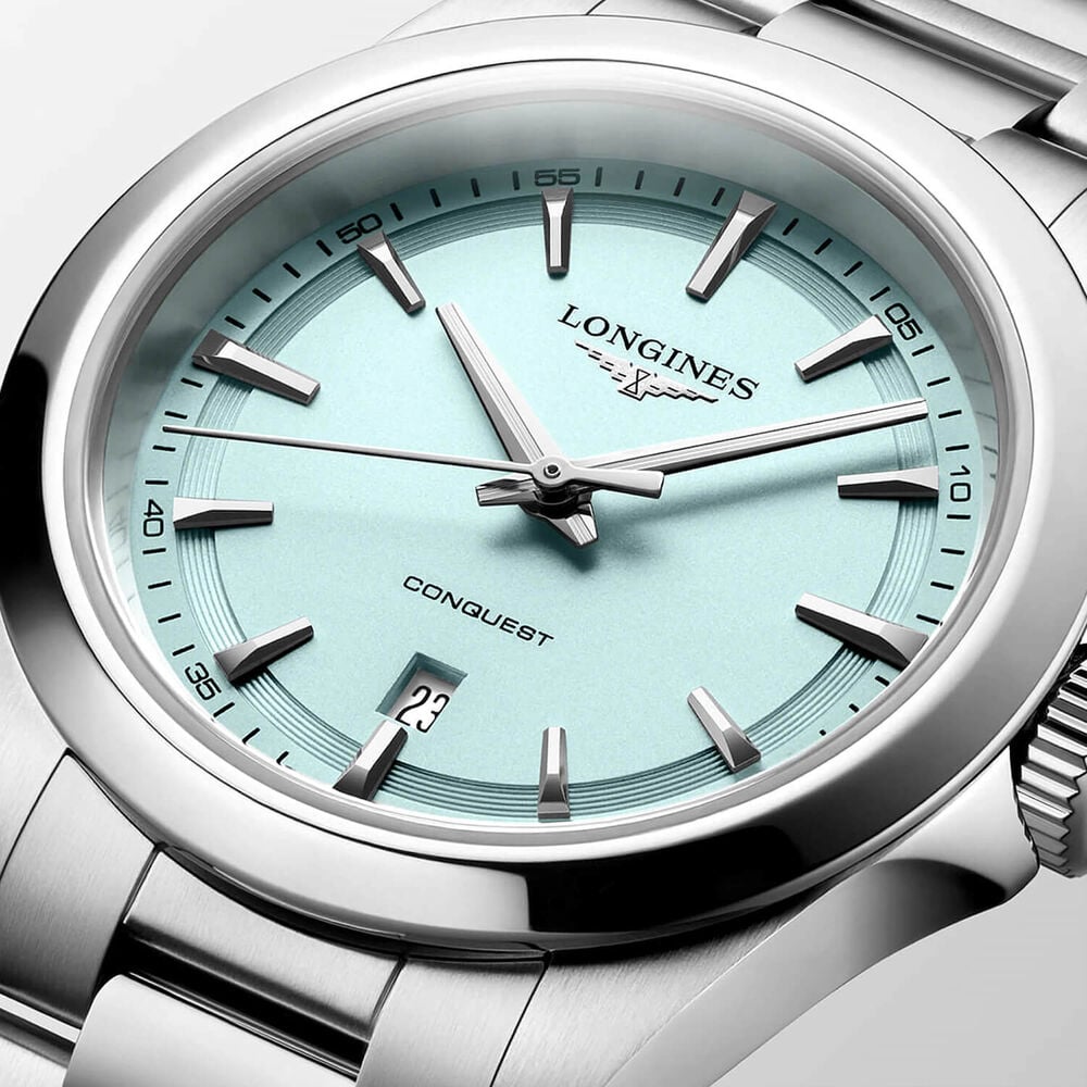 Longines Conquest 30mm Mint Blue Dial Steel Bracelet Watch