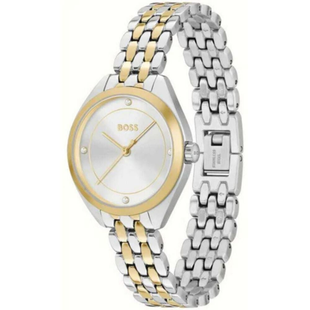 BOSS Mae 30mm 3 Hand Silver Dial Two Tone Bracelet Watch