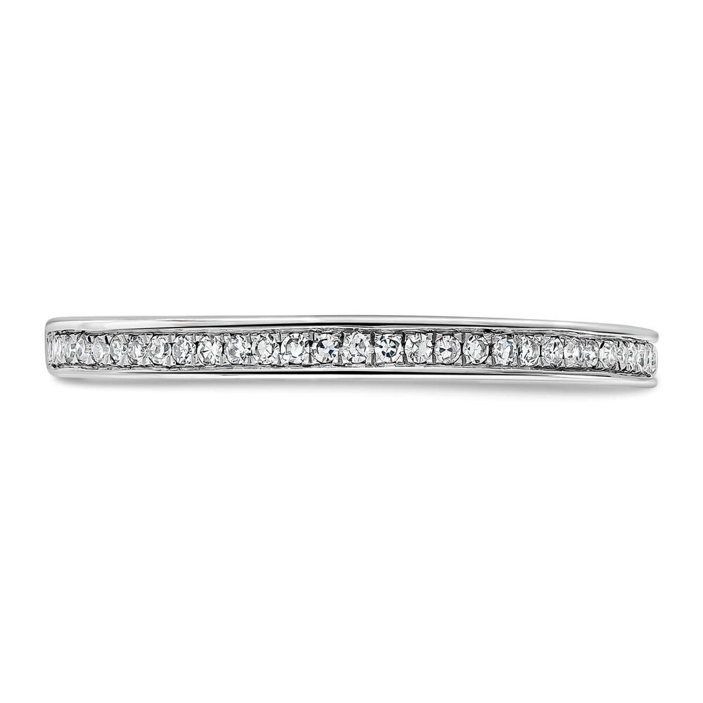 9ct White Gold Channel 0.07ct Diamond Set Shoulders Ladies Ring