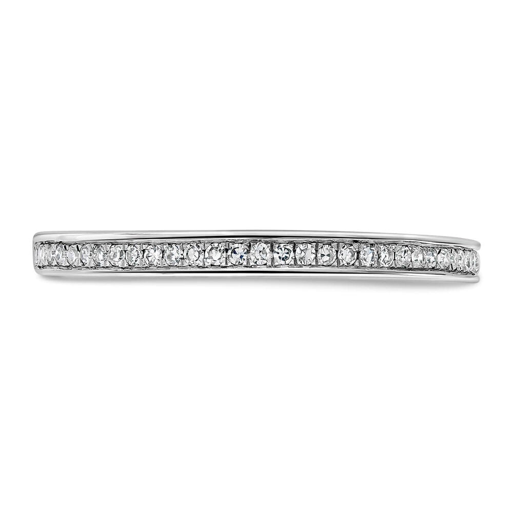 9ct White Gold Channel 0.07ct Diamond Set Shoulders Ladies Ring