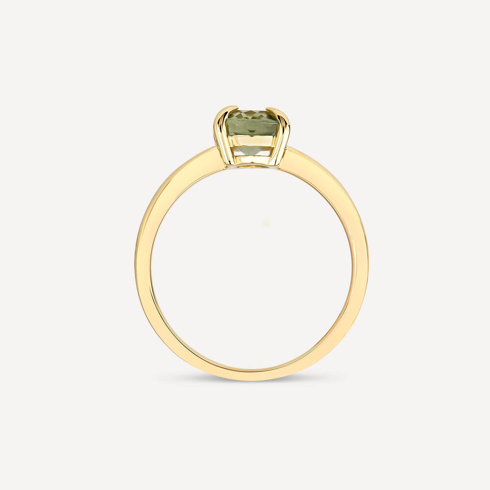 9ct Yellow Gold Oval Green Amethyst Ring image number 3