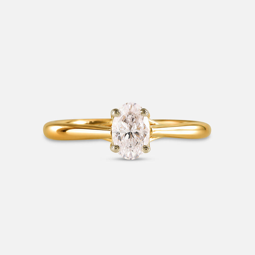 Floral 18ct Yellow Gold 0.50ct Oval Diamond Solitaire Ring