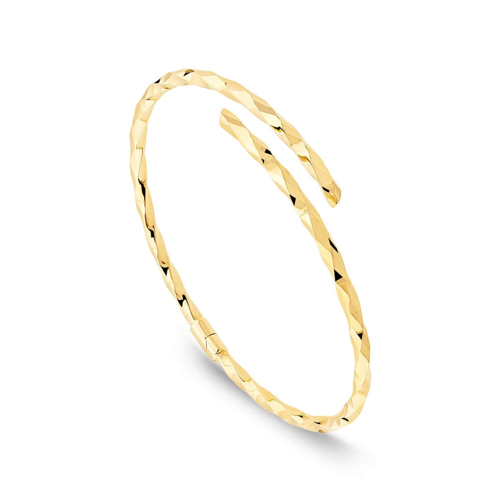 9ct Yellow Gold D Cut Twist Bangle image number 0