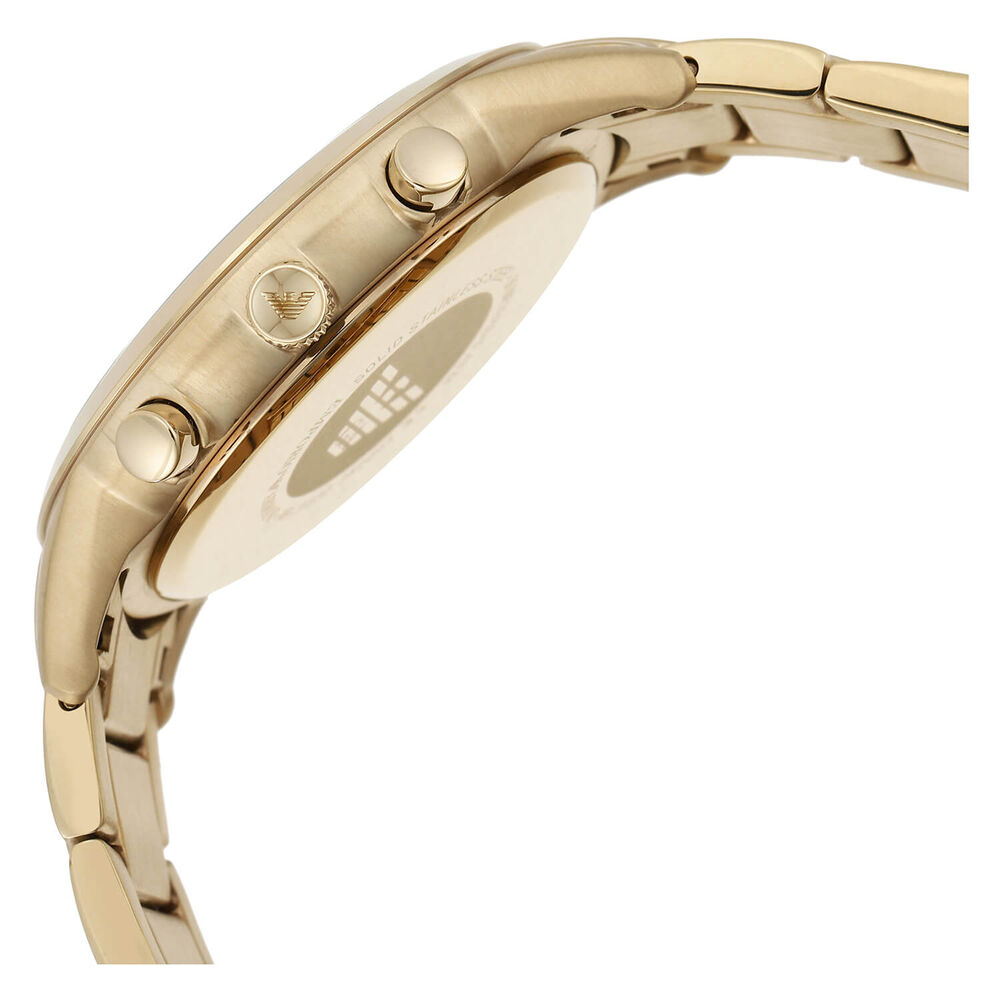 Emporio Armani Chronograph 43mm Quartz Beige Dial Yellow Gold PVD Case Bracelet Watch image number 3