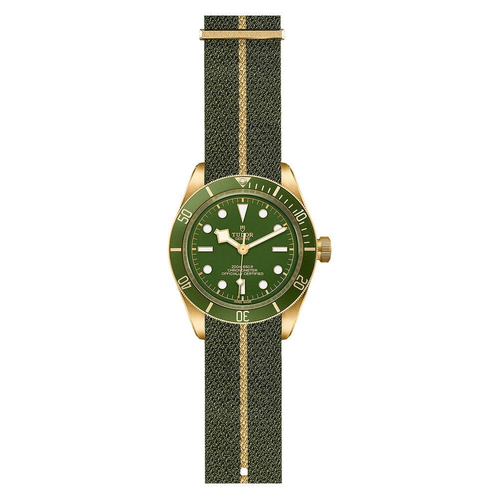 TUDOR Bay Fifty-Eight 39mm 18ct Yellow Gold Case Green Dial Leather Strap Watch image number 2