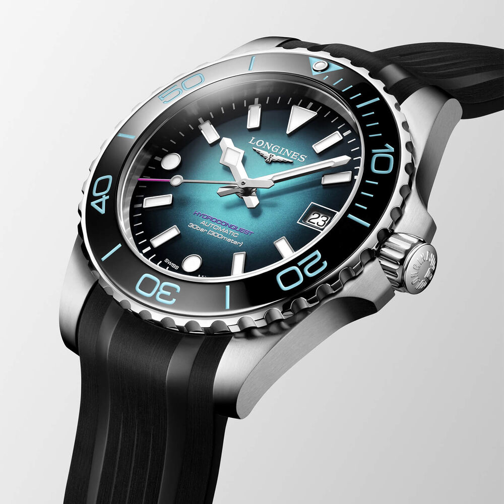 Longines Hydroconquest Commonwealth Games 2026 39mm Teal Dial Black Rubber Strap Watch