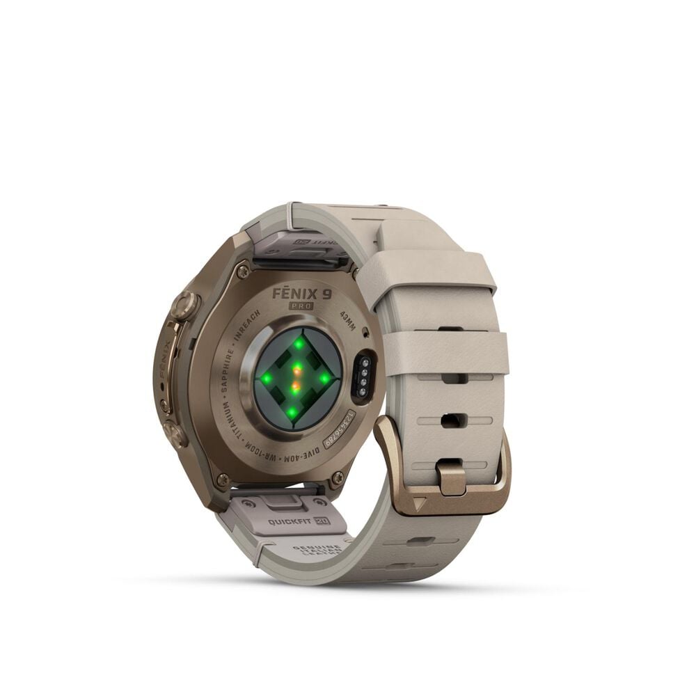 Garmin fenix 9 Pro 43mm Autumn Gold Titanium Bone Leather Strap Watch