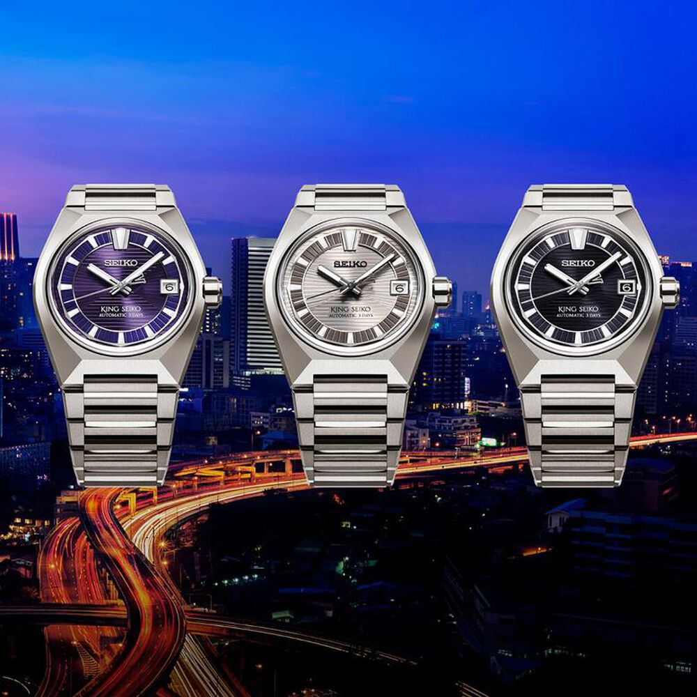 Seiko King Seiko VANAC "Tokyo Highway" Silvertone 41mm Silver Dial Titanium Bracelet Watch