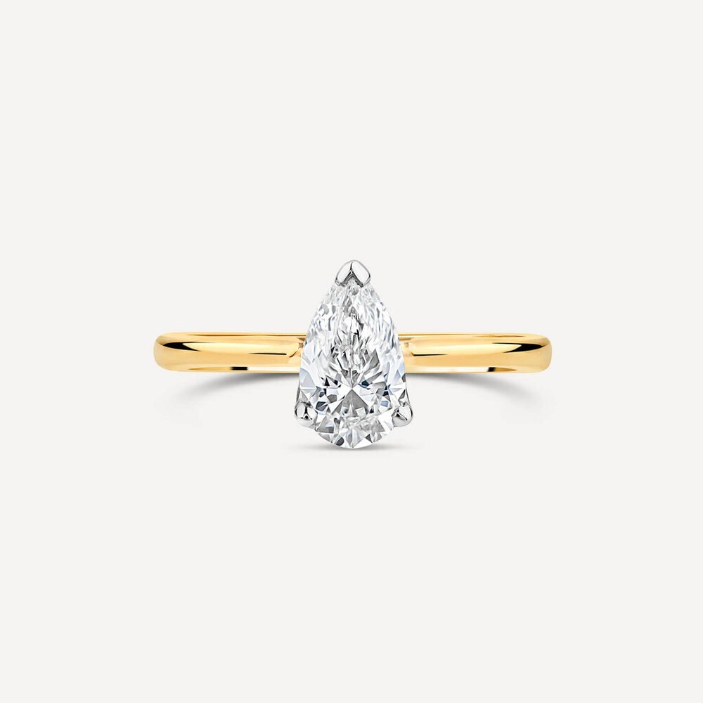 Born 18ct Yellow Gold Lab Grown 1ct Pear Diamond Ring image number 1