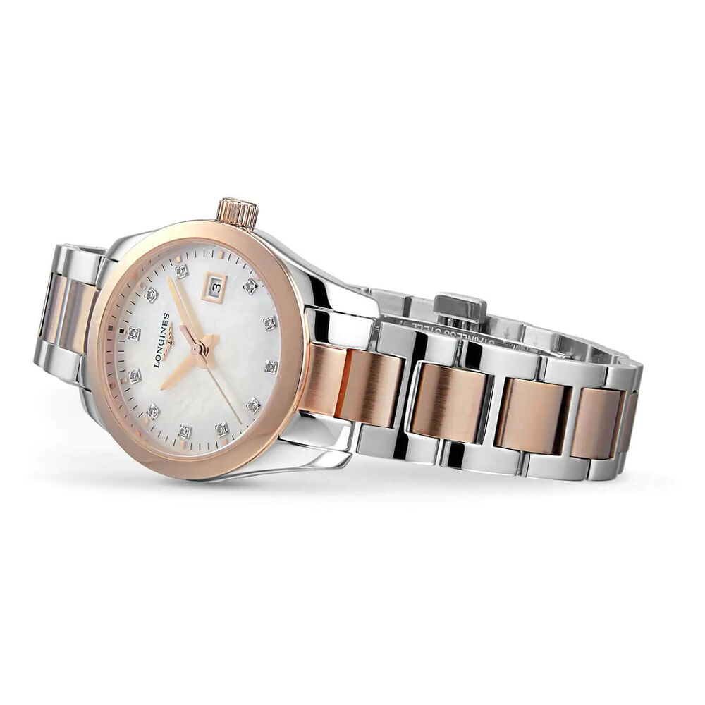 Longines Performance Conquest 29.5mm Silver Dial Rose Gold PVD Bracelet Watch image number 1