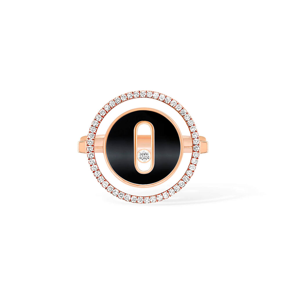 Messika Lucky Move 18ct Rose Gold 0.20ct Diamonds & Onyx Ring (Size 0)