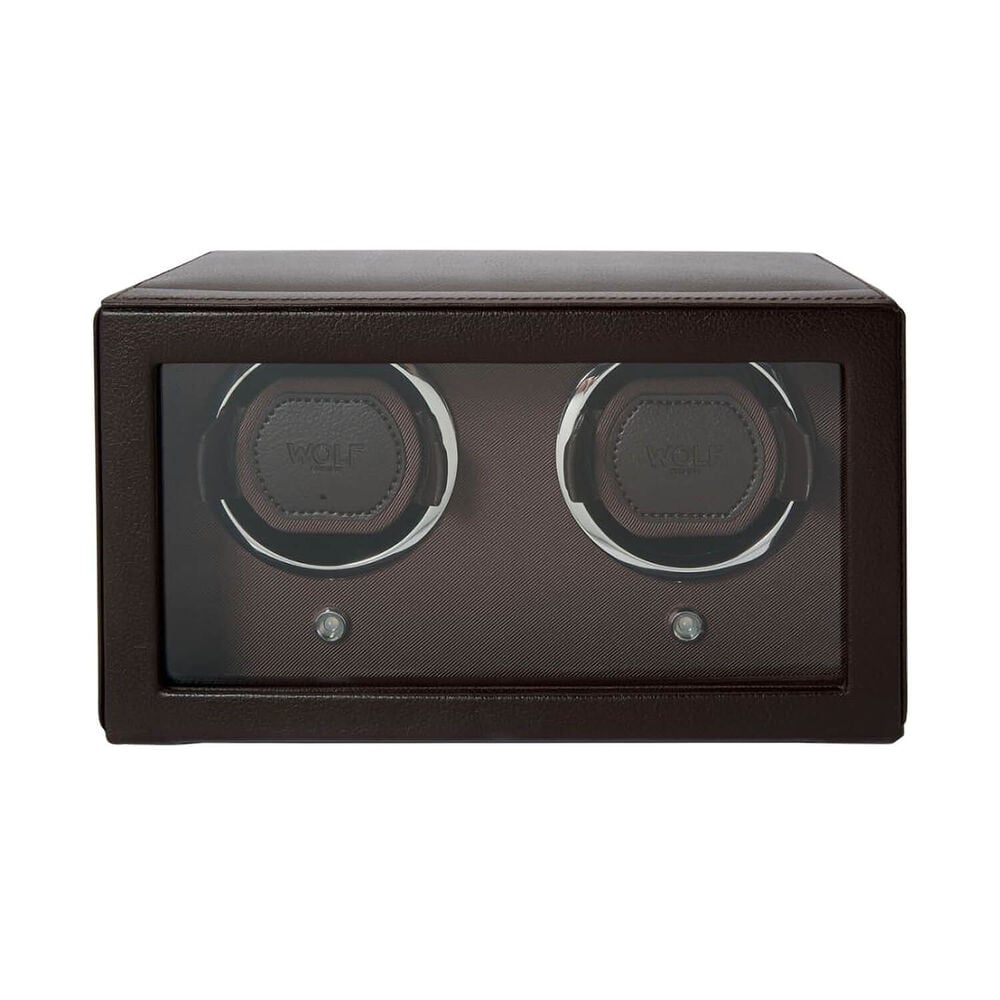 WOLF Cub Brown Double Watch Winder With Cover